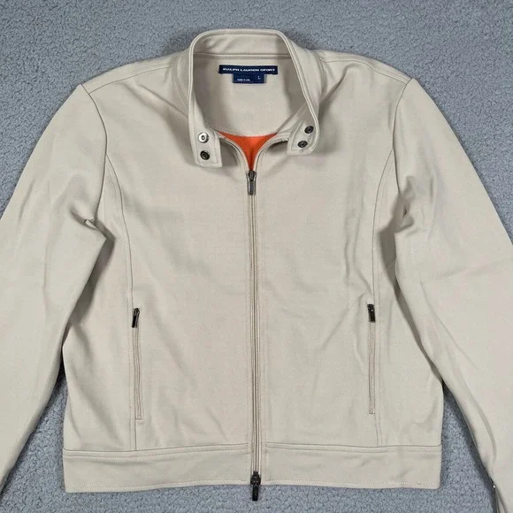 Vintage Polo Ralph Lauren Sport Jacket Womens L Beige Cropped Fit USA Made 90s - Picture 3 of 14